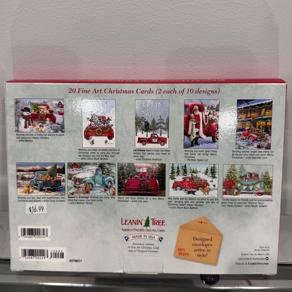 Leanin’ Tree Holiday Pups & Trucks Christmas Cards - Picture 2 of 2